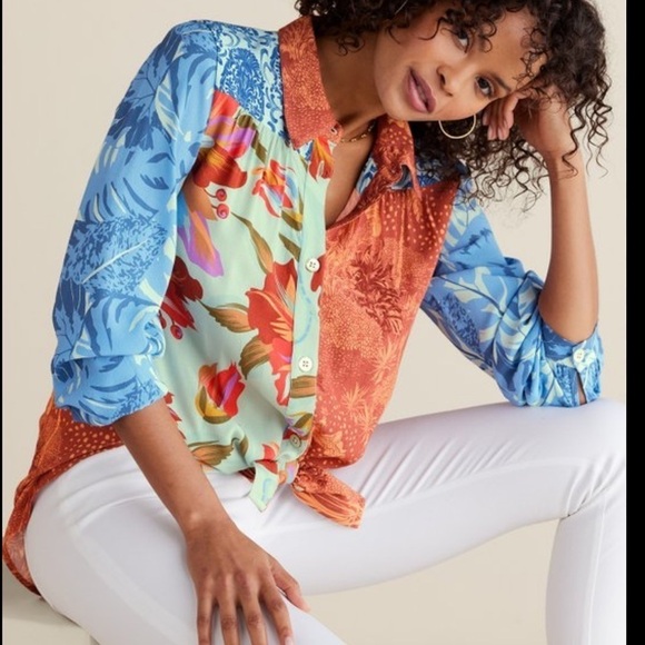 NWT Soft Surroundings Hermosa Tunic Button Up Shirt - Picture 1 of 10
